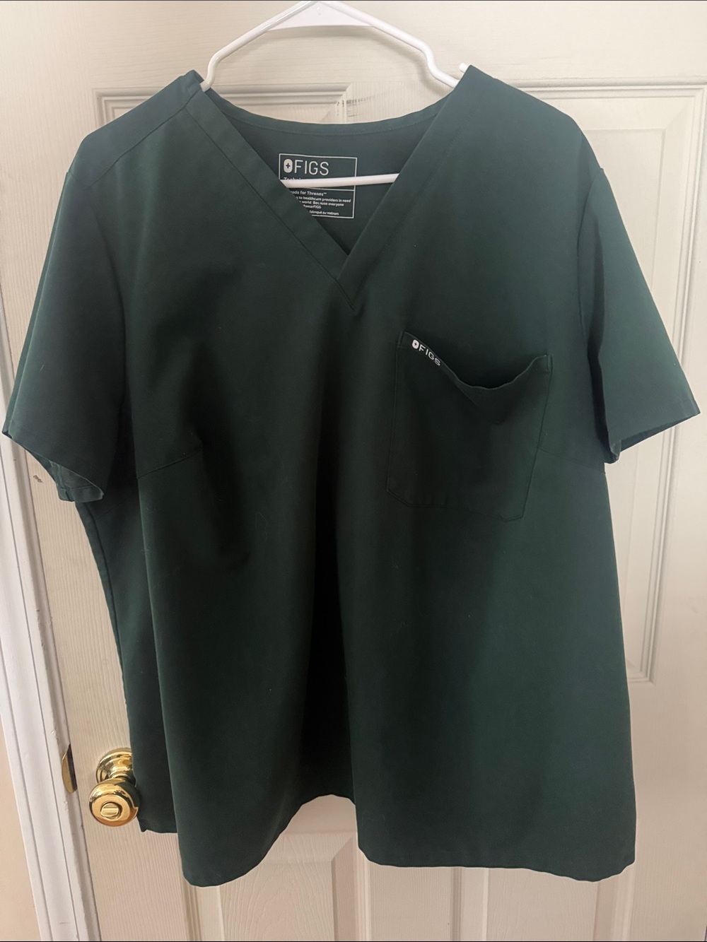 Figs Men’s Deep Forest Green V-Neck Scrub Top